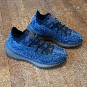 Yeezy Black and Blue Knit Sneakers